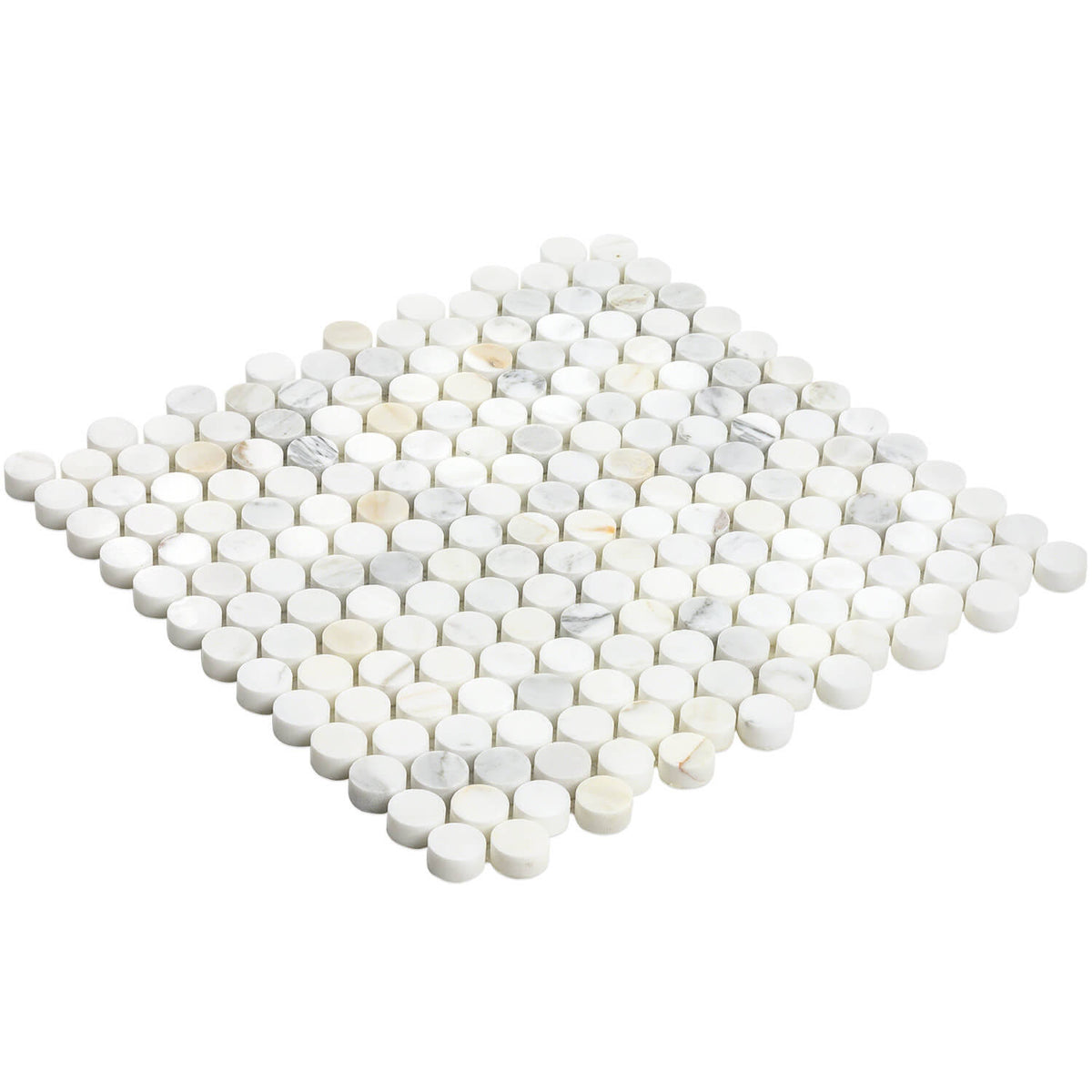 Calacatta Penny Rounds Polished Marble Tile W5995