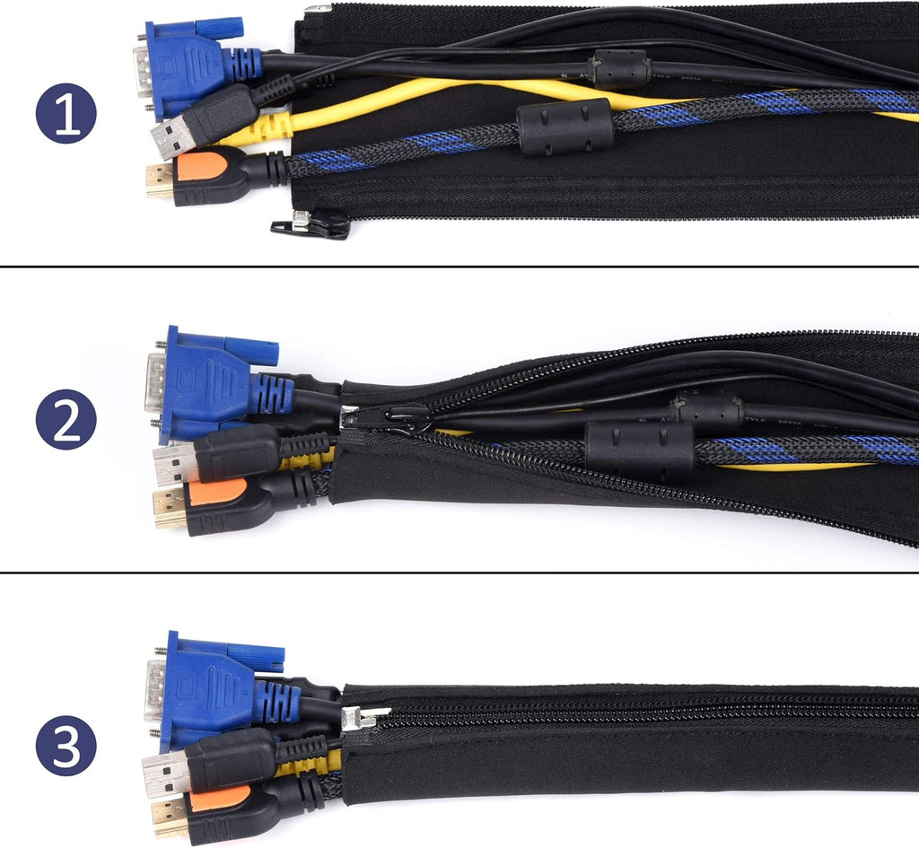 4 Packs Black Cable Management Sleeve G170355