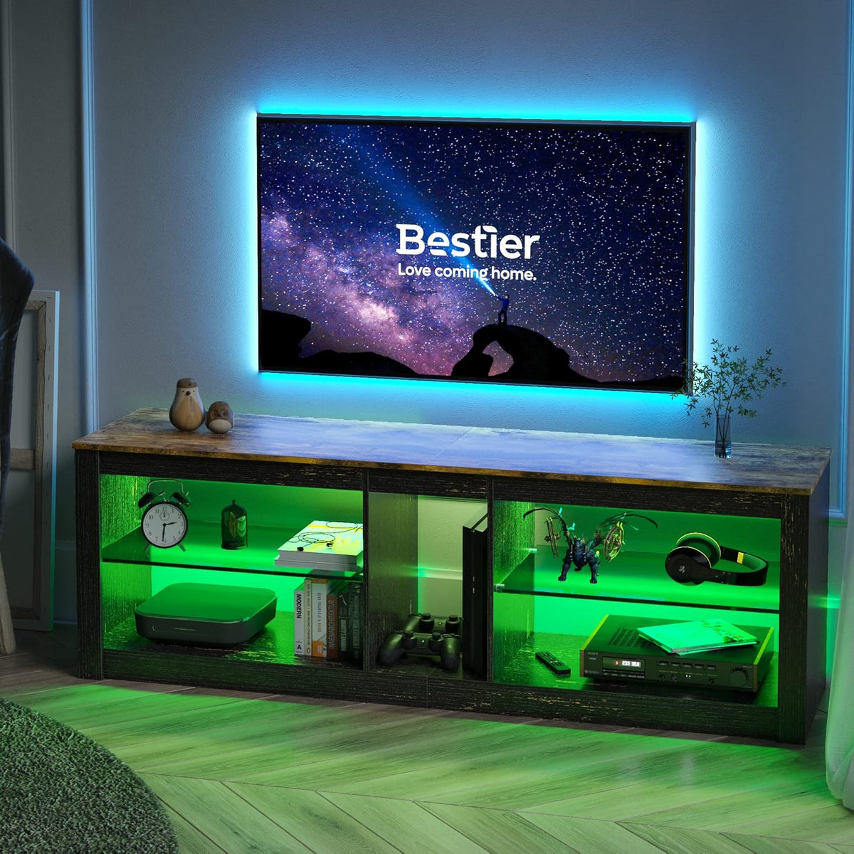 Rustic Brown 42 Inch TV Stand with LED X3857