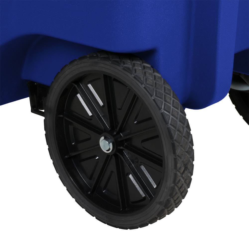 Blue 95 gal Square Rollouts with Casters N911