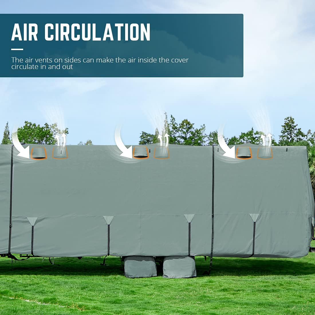 Extra-Thick 4 Layers Travel Trailer RV Cover with Tire Covers N49322