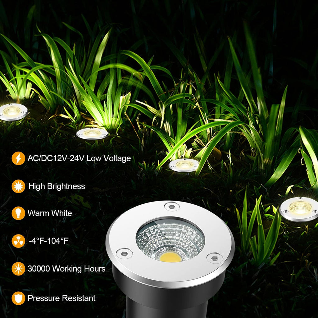 6W IP67 Waterproof Low Voltage Landscape Well Lights Pack of 2 M690314