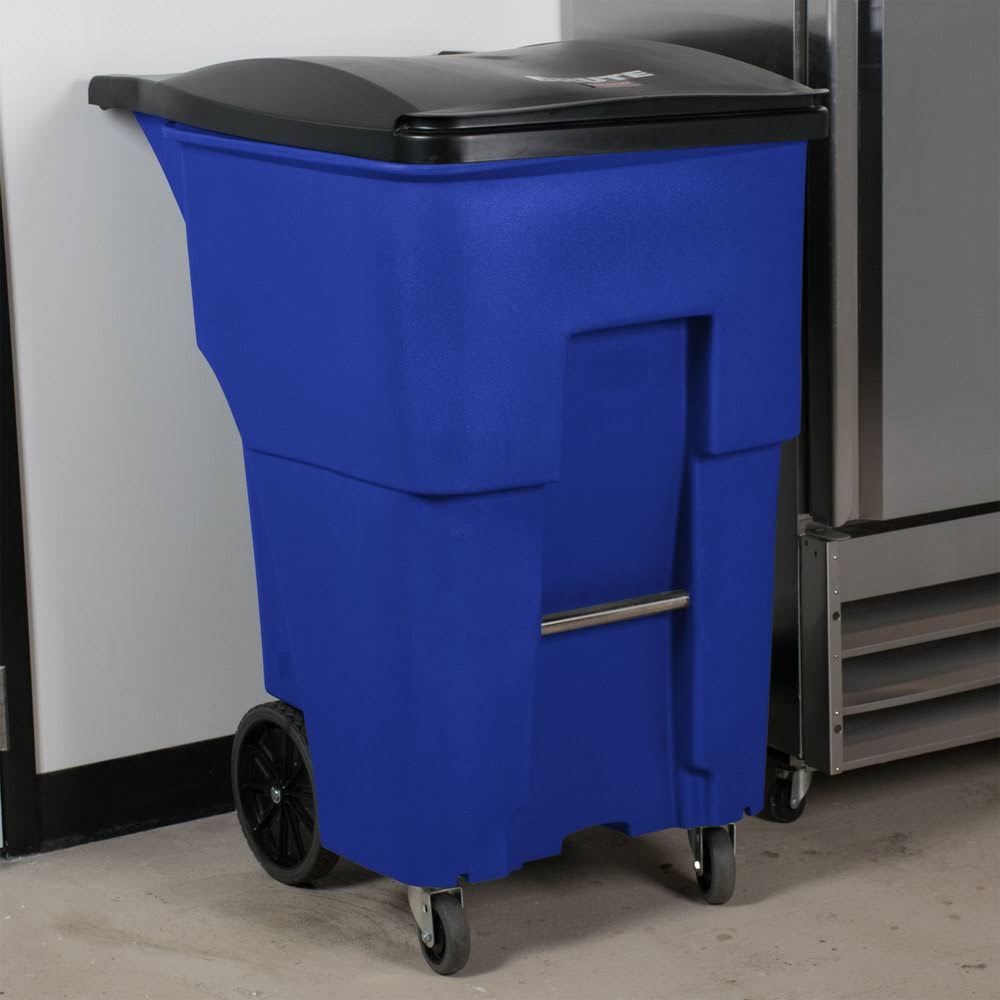 Blue 95 gal Square Rollouts with Casters N911