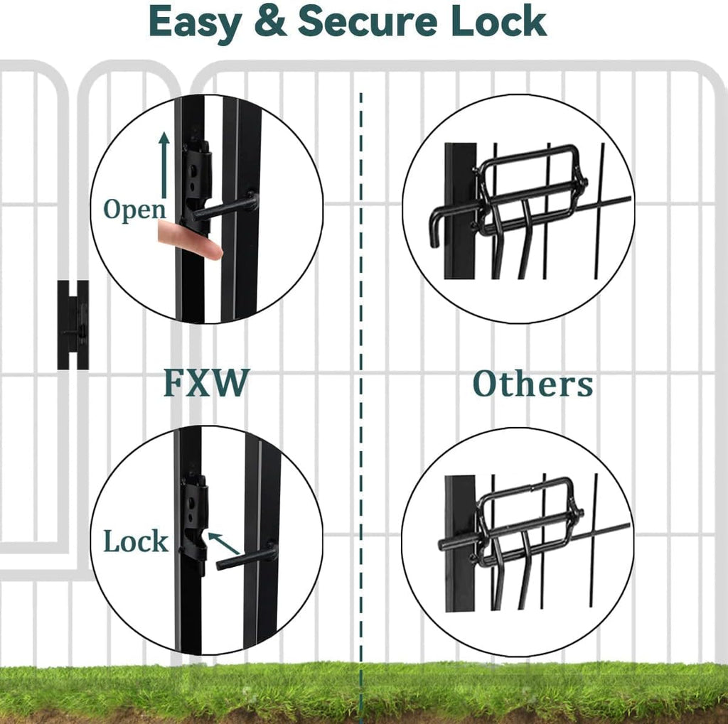 Dog Playpen 8/16/24/32 Panels 24/32/40-Inch Height Pet Fence Gate with Doors J38769