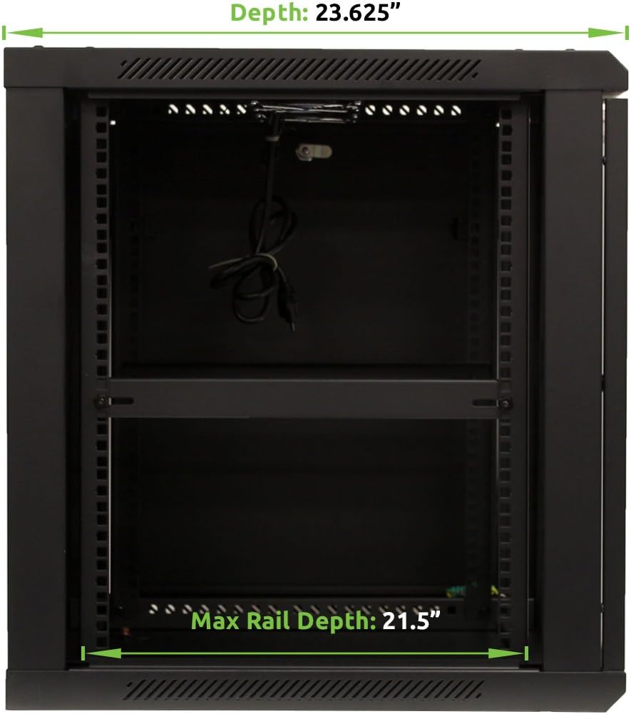 12U Wall Mount Server Cabinet Rack Enclosure with Glass Door Lock K627928