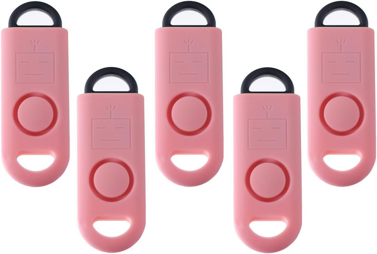 Emergency Alarm with Tripwire Hook, Battery Included, Carabiner Included, Family Pack (5), Pink E861