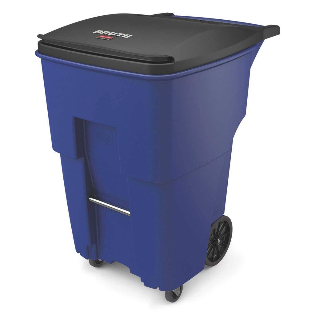 Blue 95 gal Square Rollouts with Casters N911