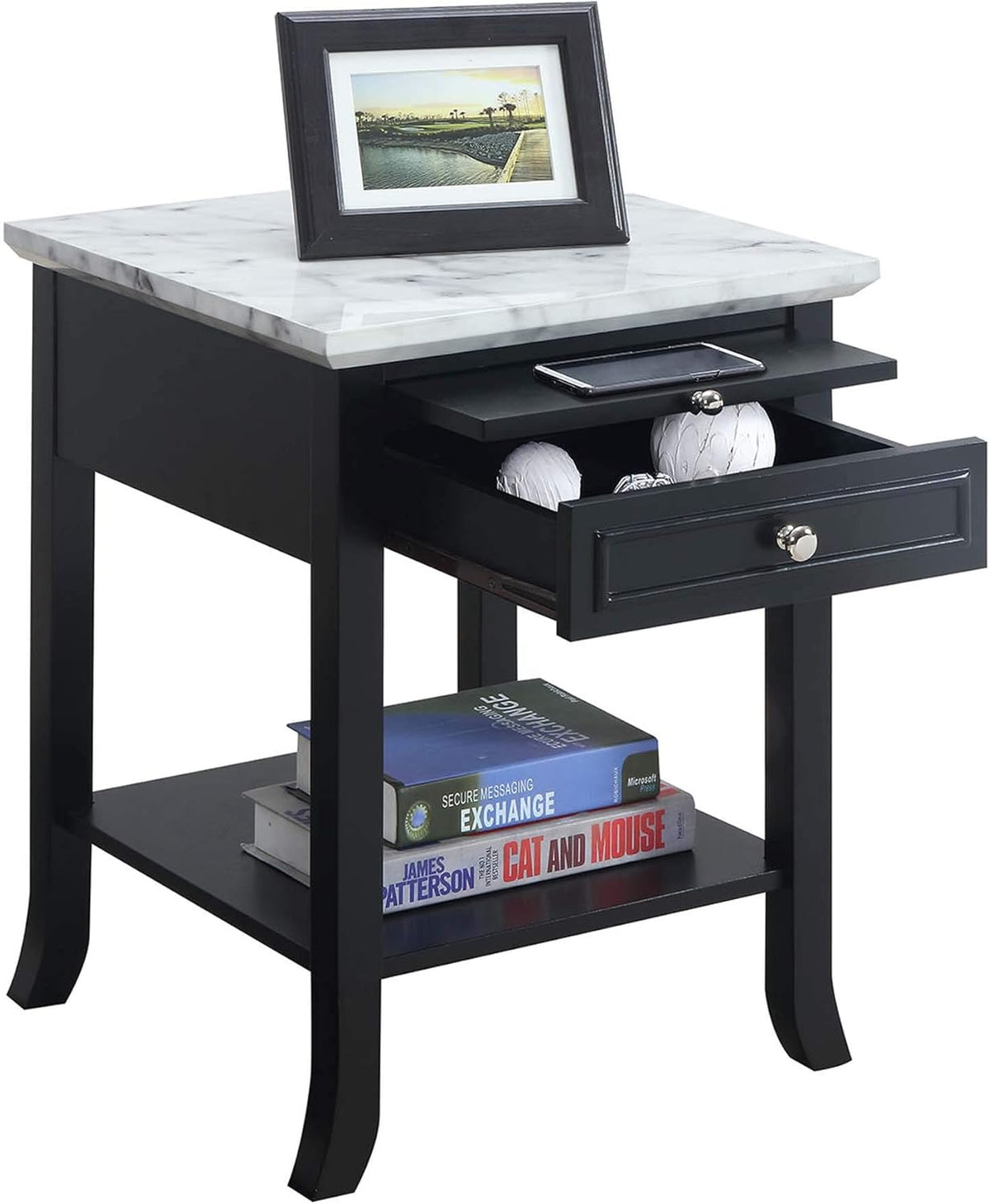 White End Table with Drawer and Slide E925