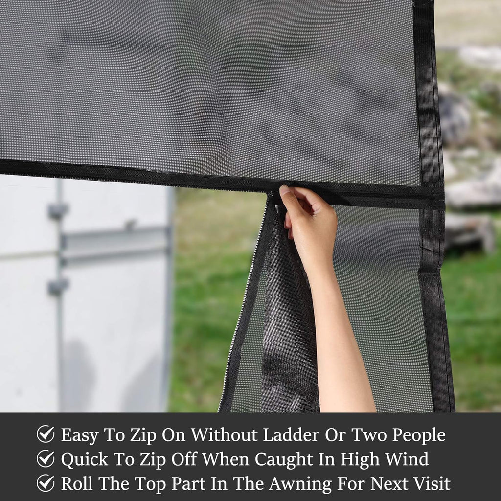 Black Mesh UV Blocker RV Awning Sun Shade Screen 15' x 9' H325360