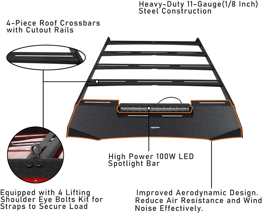 Roof Rack Basket Cargo Carrier with 100W LED Light Bar S185265