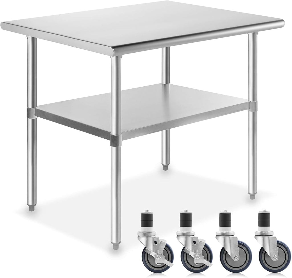 Stainless Steel Commercial Kitchen Prep & Work Table with 4 Casters N210