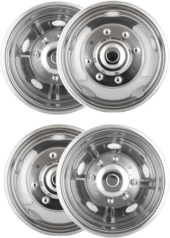 4pc 16 Polished Stainless Steel Dually Wheel Simulators R2234