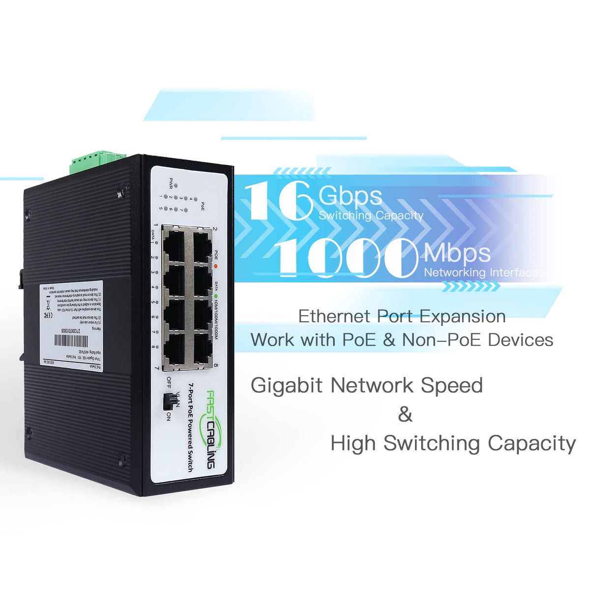 PoE Powered Switch, PoE+ Extender, 71W Passthrough Power R558842