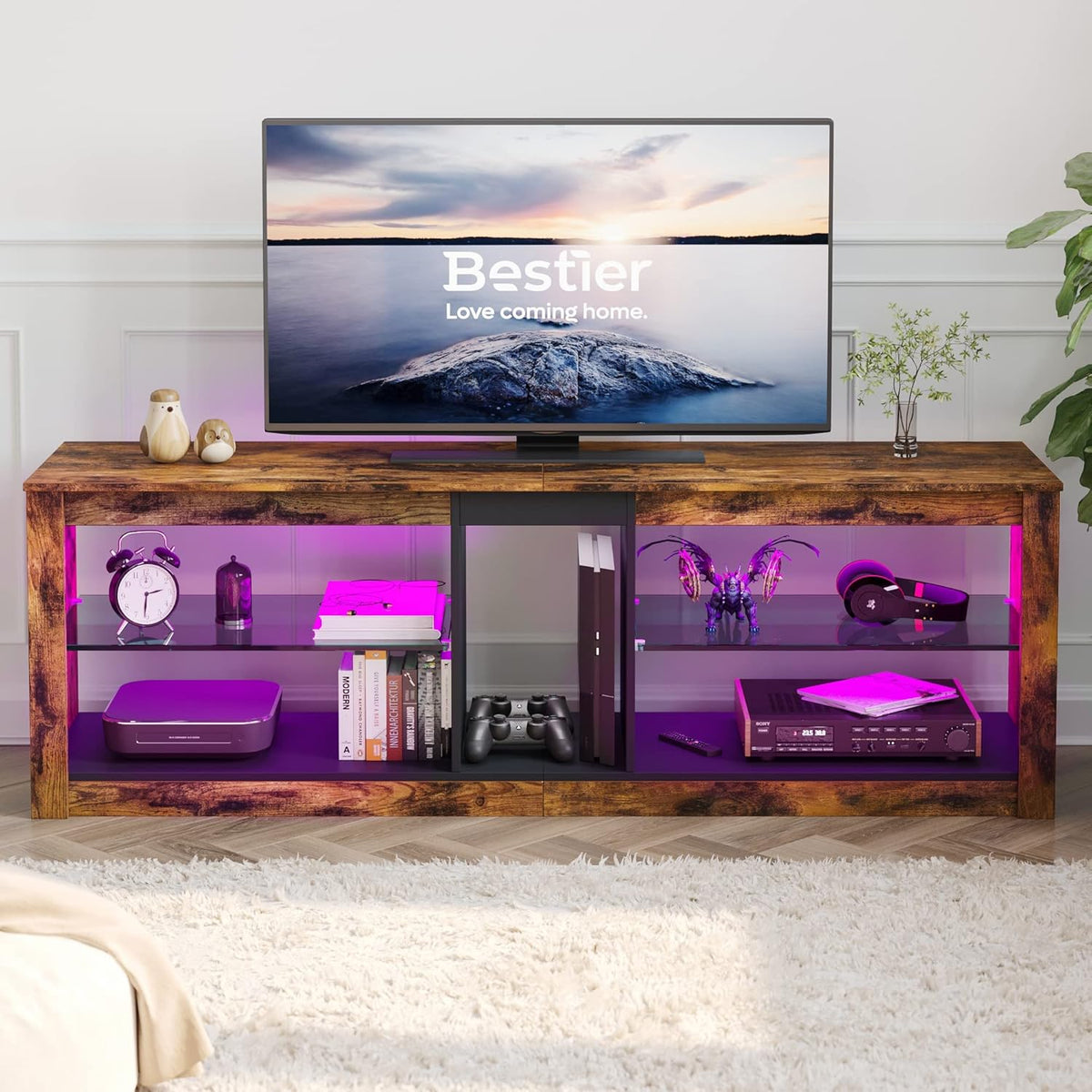 Rustic Brown 42 Inch TV Stand with LED X3857