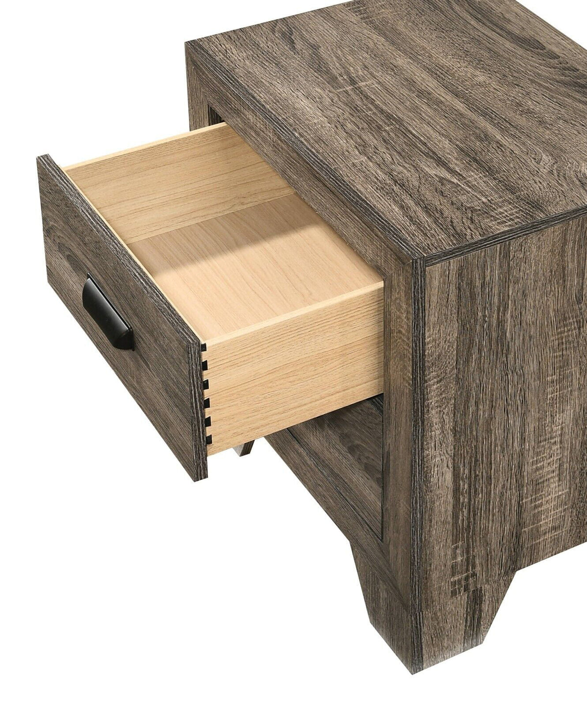 Gray Full Size Fabric Upholstered Panel Bed 2 Nightstand Set J10723
