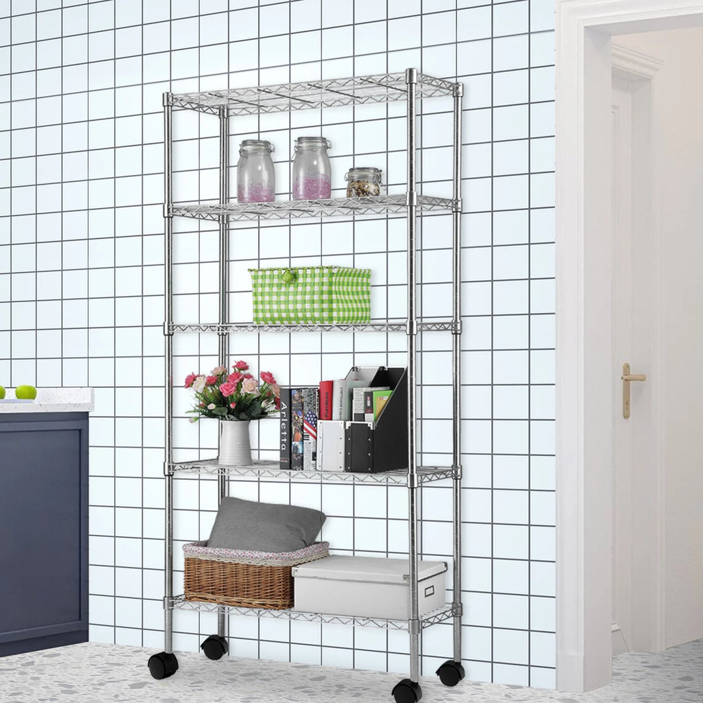 5 Tier Adjustable Rolling Metal Storage Rack O45305
