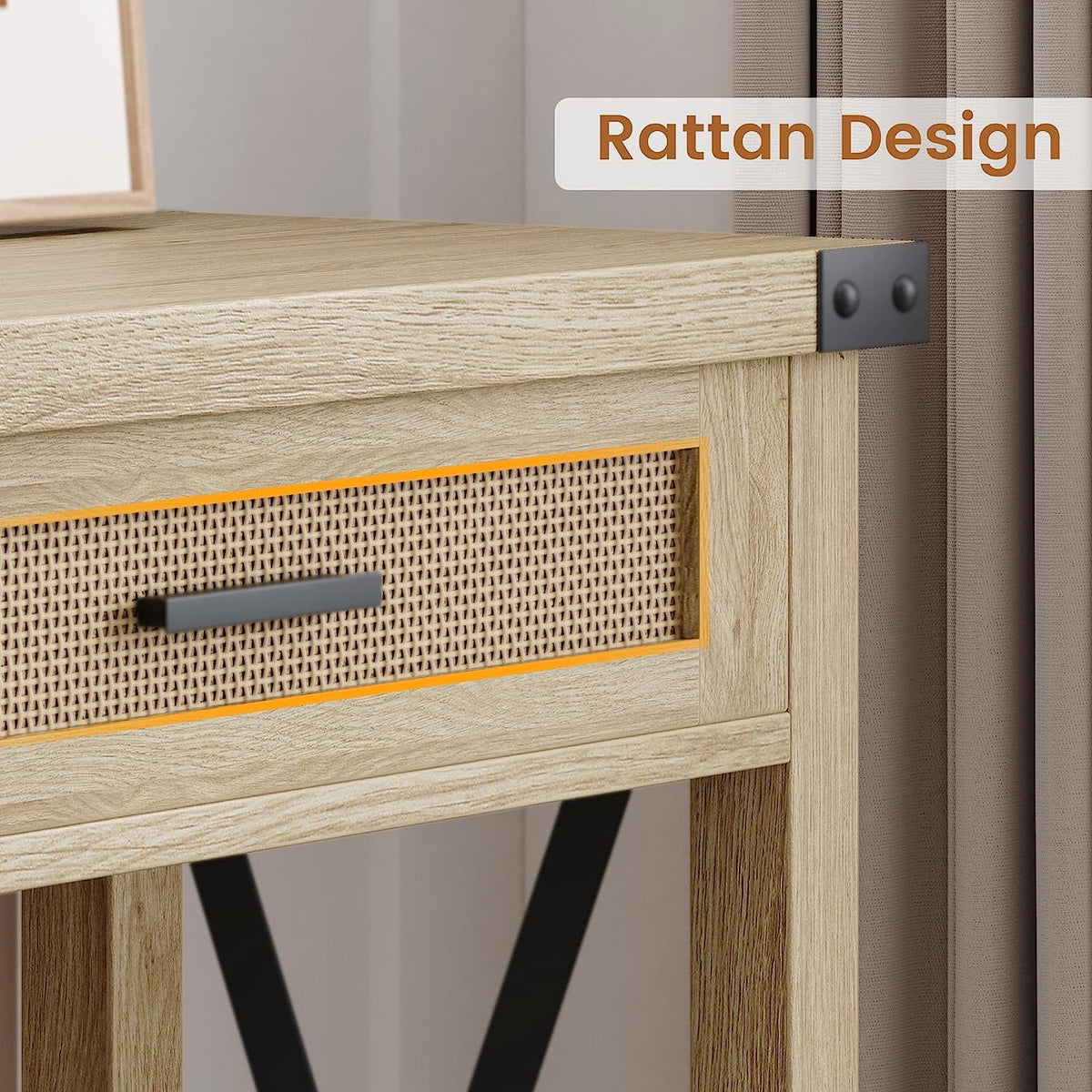 43" Console Table with Rattan Drawers N2943
