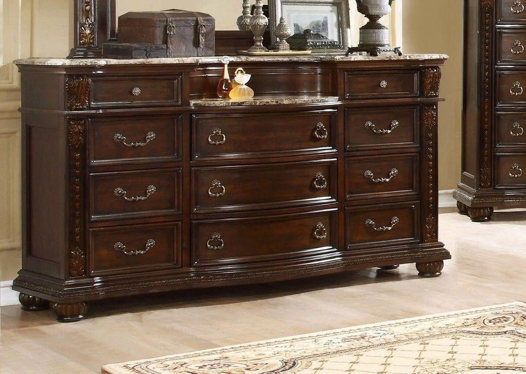 Dark Cherry 11-Drawer Dresser with Mirror S536