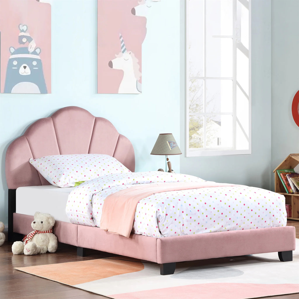 Pink Upholstered Twin Size Platform Bed A148236