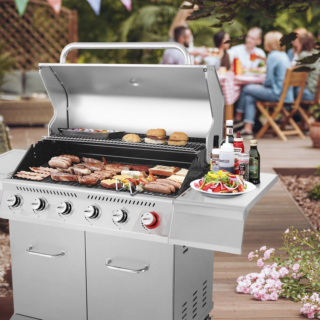 Stainless Steel 6-Burner Gas Grill with Side Burner E4891