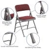 Burgundy Patterned Fabric Metal Folding Chair B102