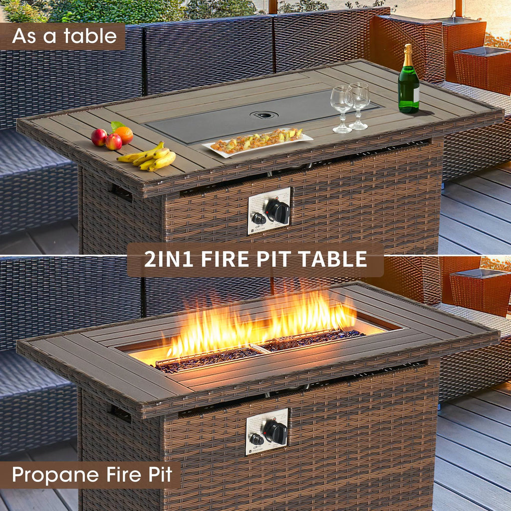 8 Pcs Patio Furniture Set with Fire Pit Table F513