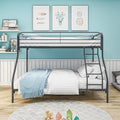 White Twin Over Twin Wood House Bunk Bed with Slide and Storage Staircase A103900