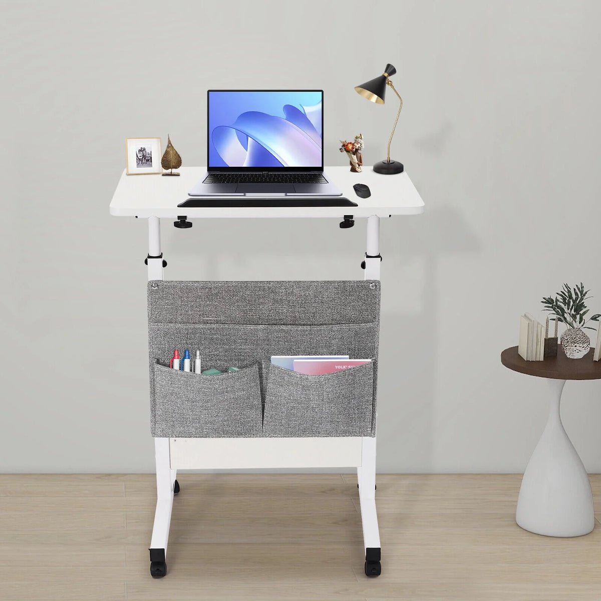 Adjustable Rolling Laptop Desk with Storage P937235