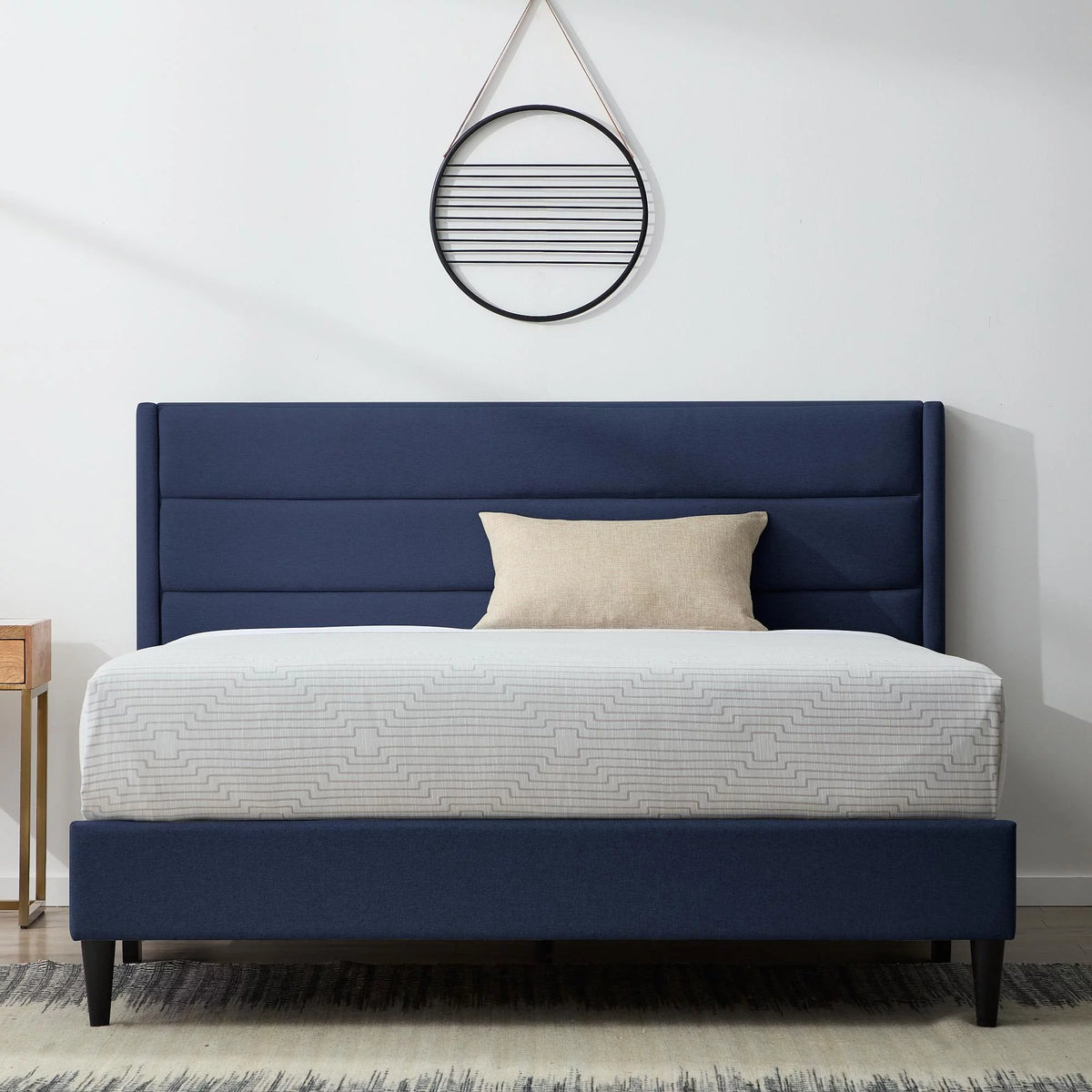 Blue Queen Upholstered Platform Bed C457