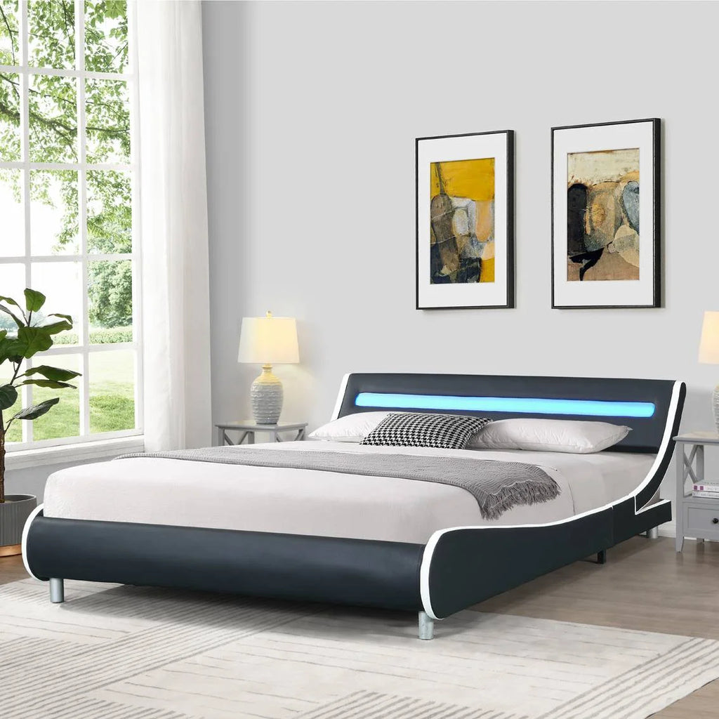 Faux Leather Upholstered Platform Bed Frame Queen Size L468