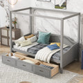 Gray Wood Canopy Bed with Storage and 3 Drawers S34548