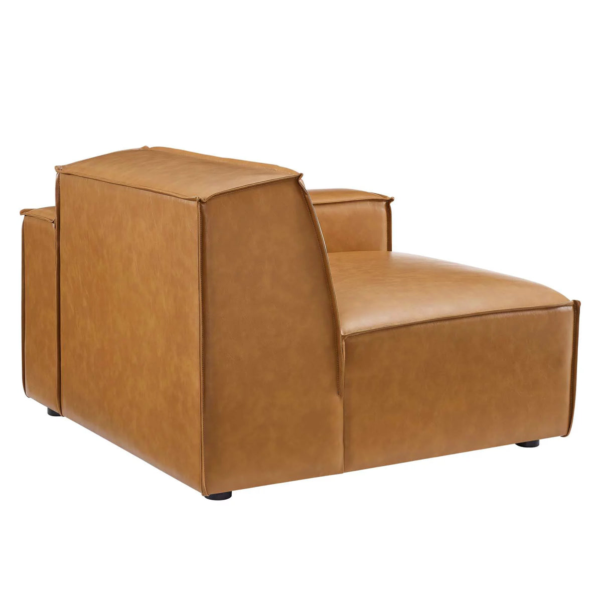 Tan Vegan Leather Left-Arm Sectional Sofa Chair E624398