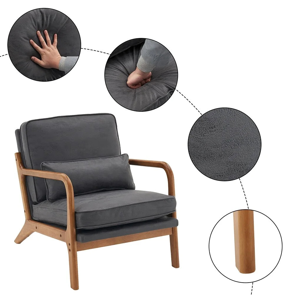Dark Grey Upholstered Lounge Chair J792038
