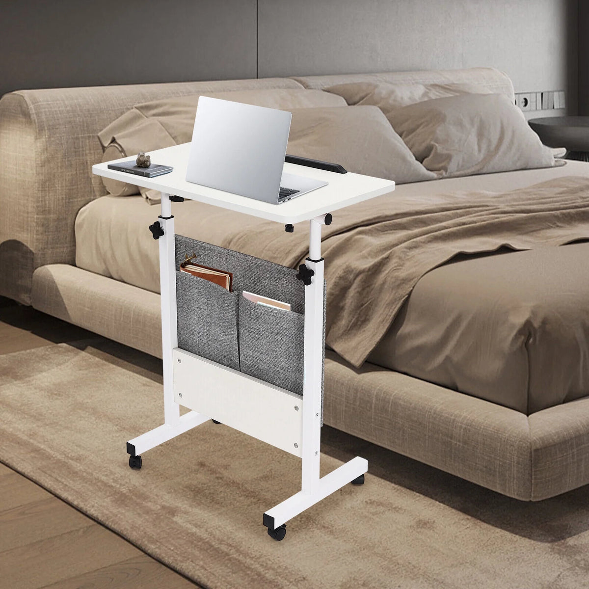 Adjustable Rolling Laptop Desk with Storage P937235