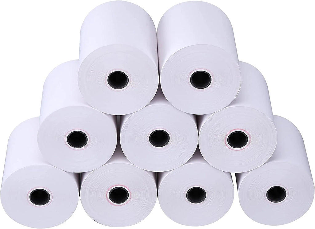 Kitchen Printer Paper 50 Rolls 3" x 165' 1 Ply Bond Non-Thermal Receipt Paper F91386