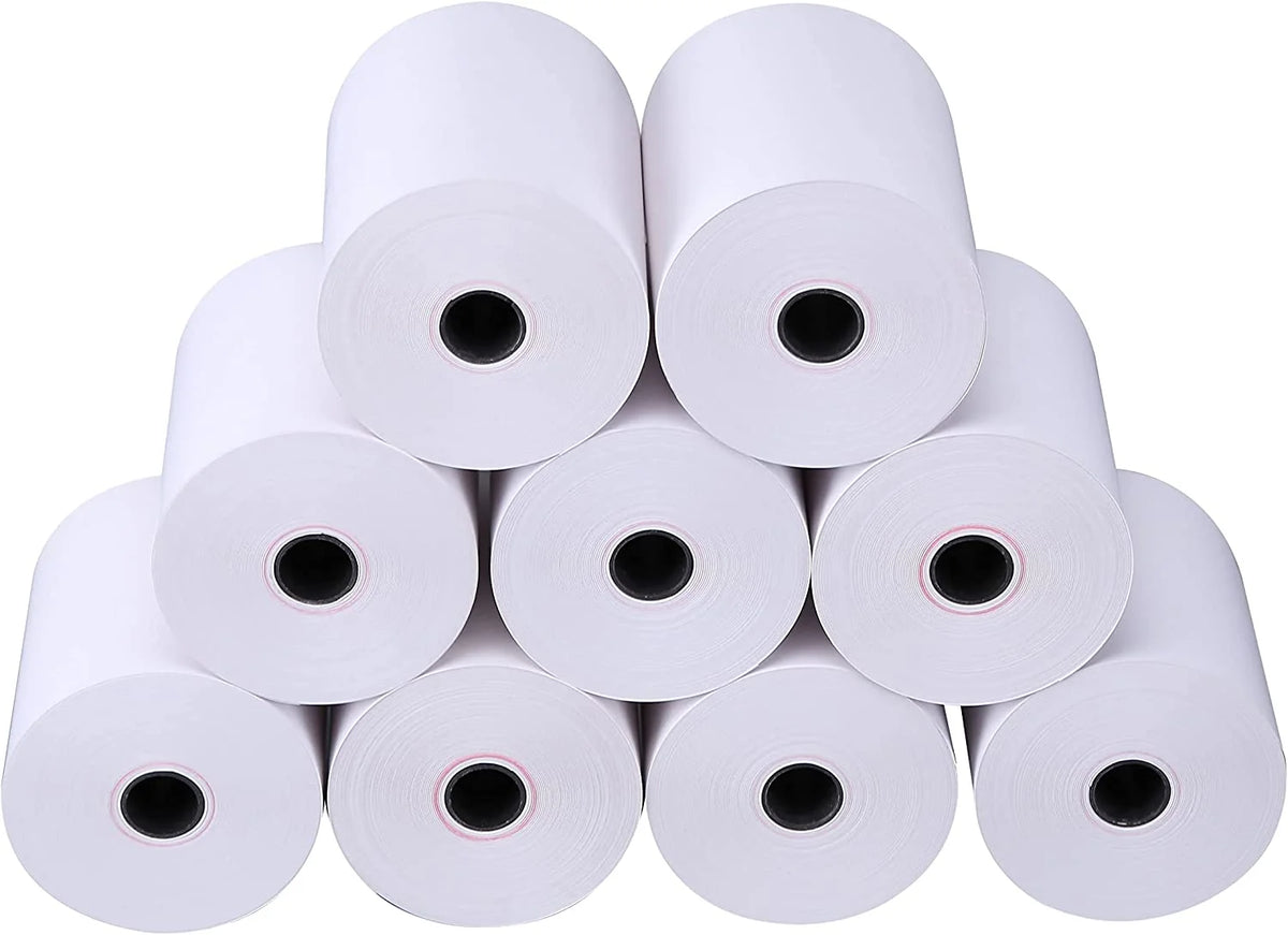 Kitchen Printer Paper 50 Rolls 3" x 165' 1 Ply Bond Non-Thermal Receipt Paper F91386
