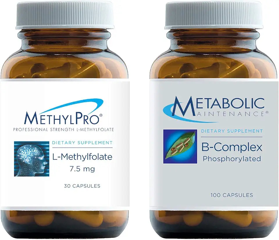 L-Methylfolate 7.5mg 30 Capsules + B Vitamin Complex 100 Capsules Bundle F7628