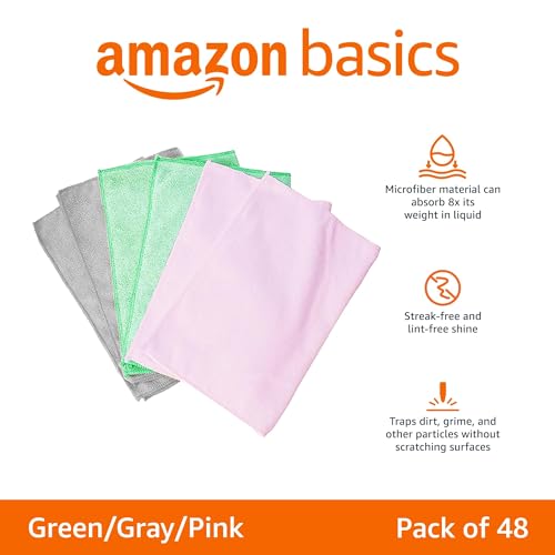 Microfiber Cleaning Cloths, Pack of 24, Blue/White/Yellow J520