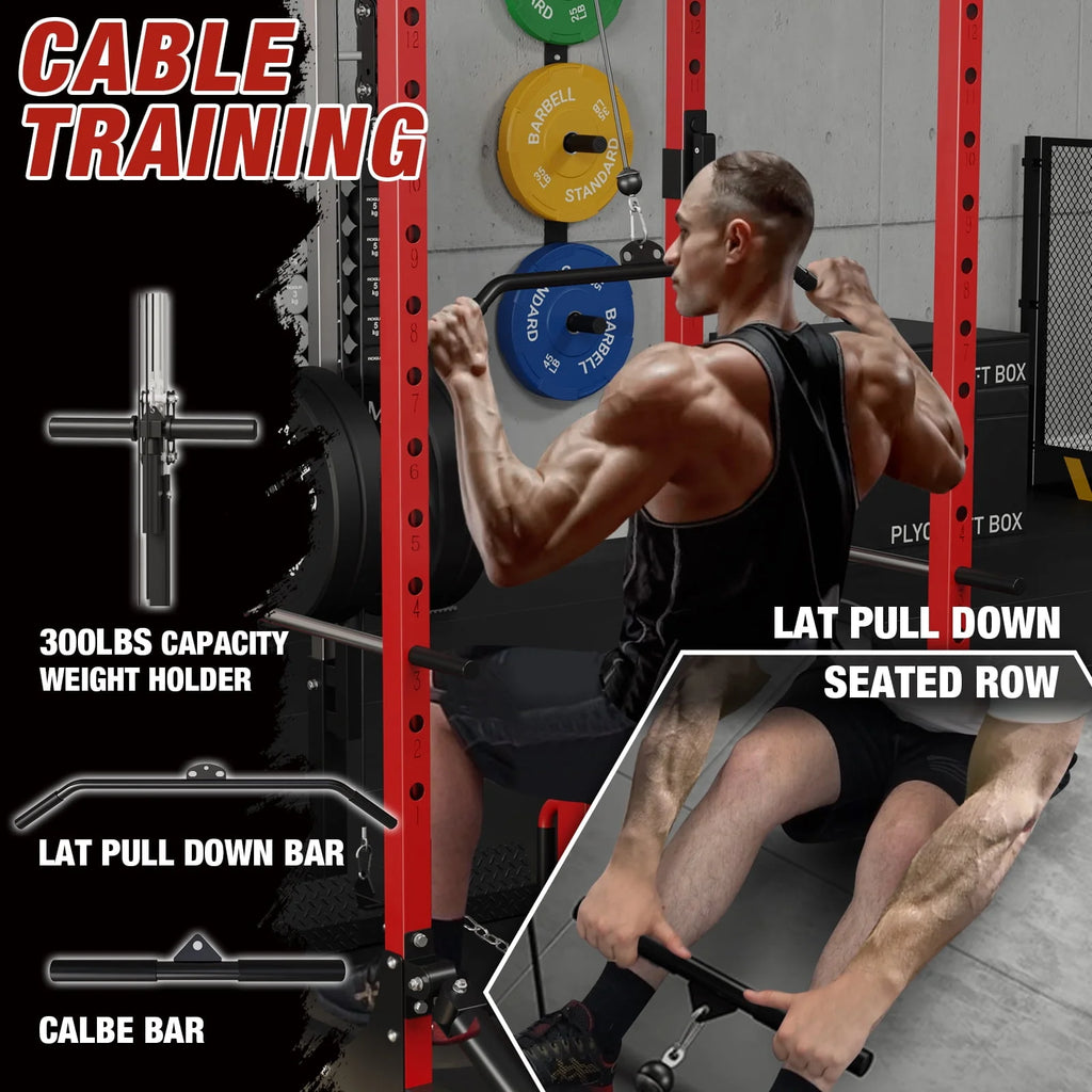 1200LBS Capacity Power Rack with LAT Pulldown System S837077