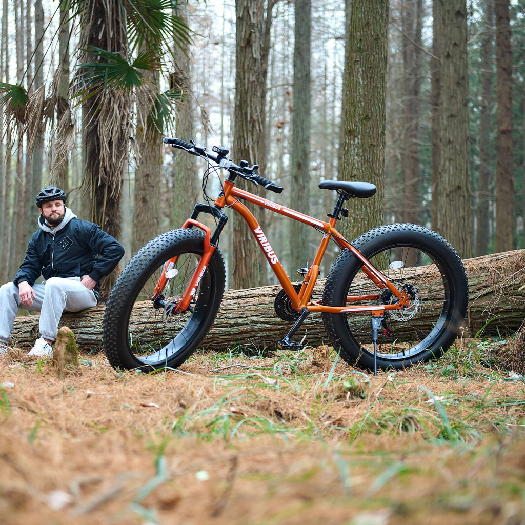 26 Fat Tire Mountain Bike with Front Suspension 21 Speeds Disc Brakes Orange C85200