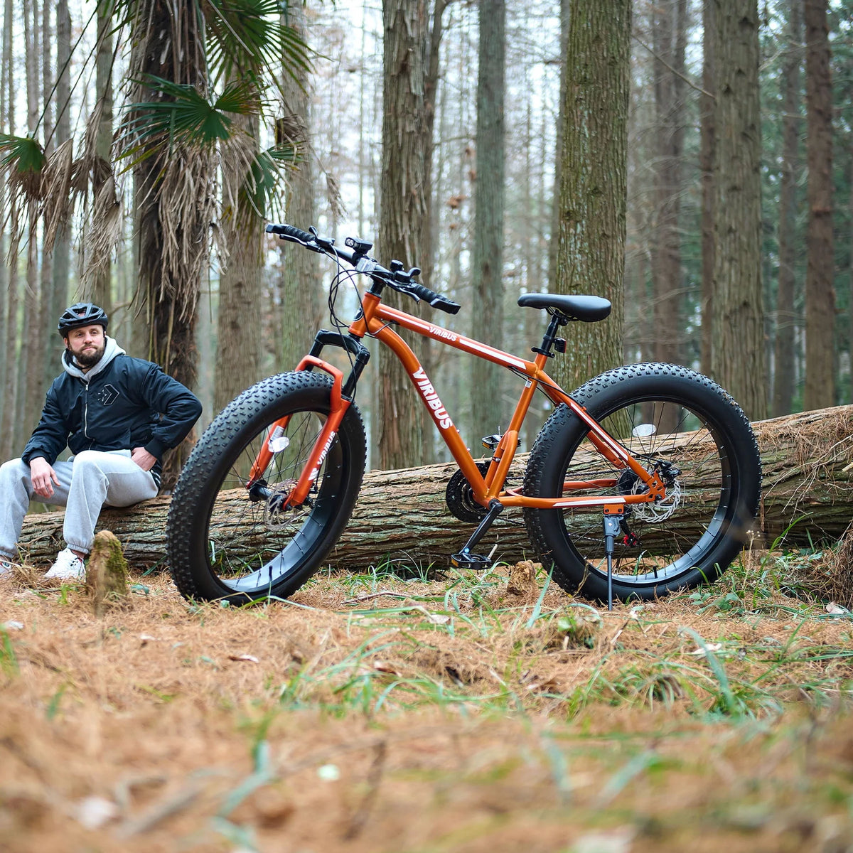 26 Fat Tire Mountain Bike with Front Suspension 21 Speeds Disc Brakes Orange C85200