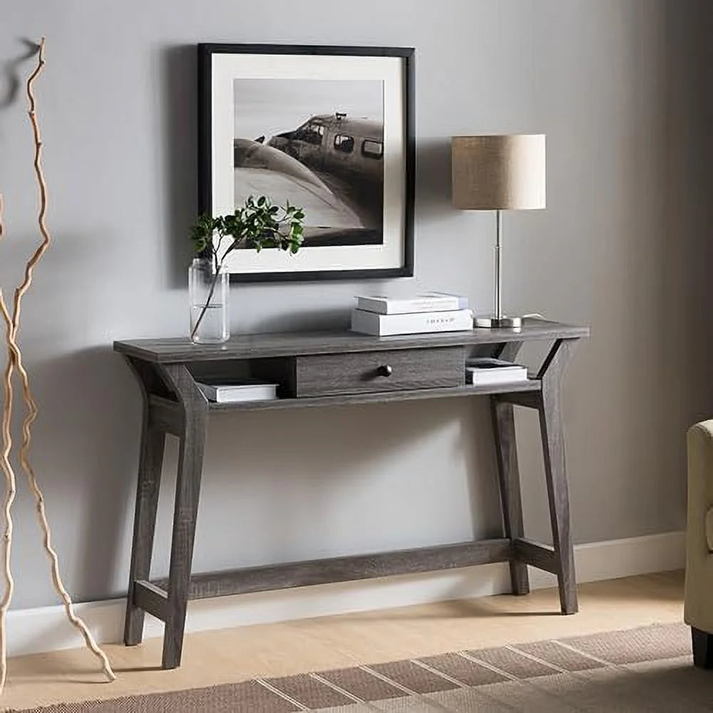 Console Sofa Table with Wooden Shelves Splayed Legs 42 Inch A7344