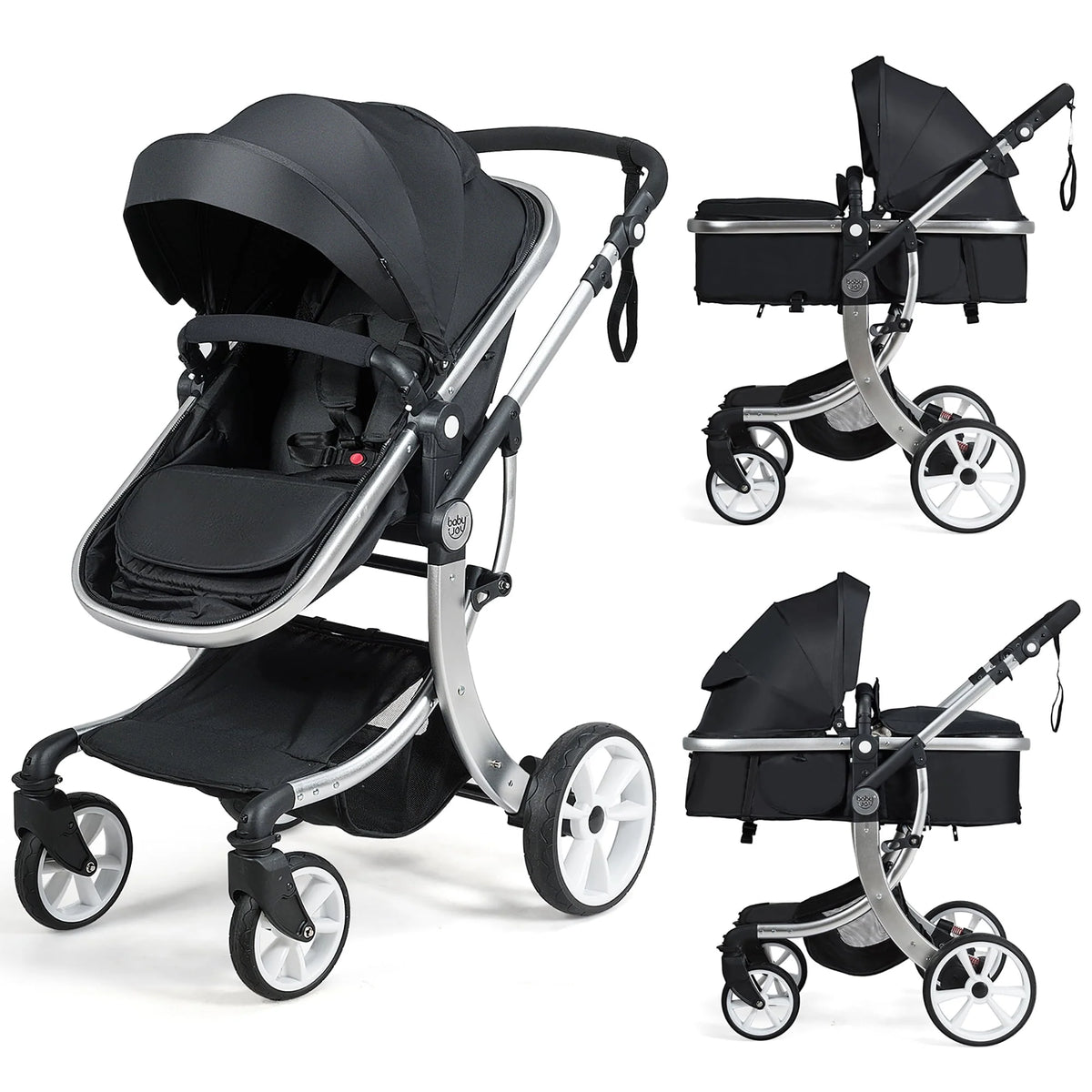 2-in-1 Baby Stroller with Reversible Seat Black S1922