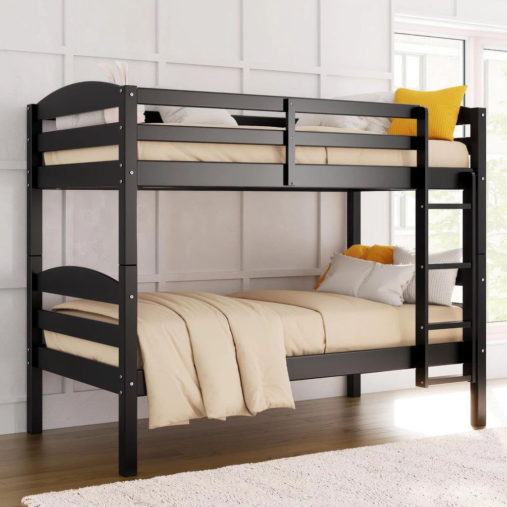 White Solid Wood Twin-over-Twin Convertible Bunk Bed G3640