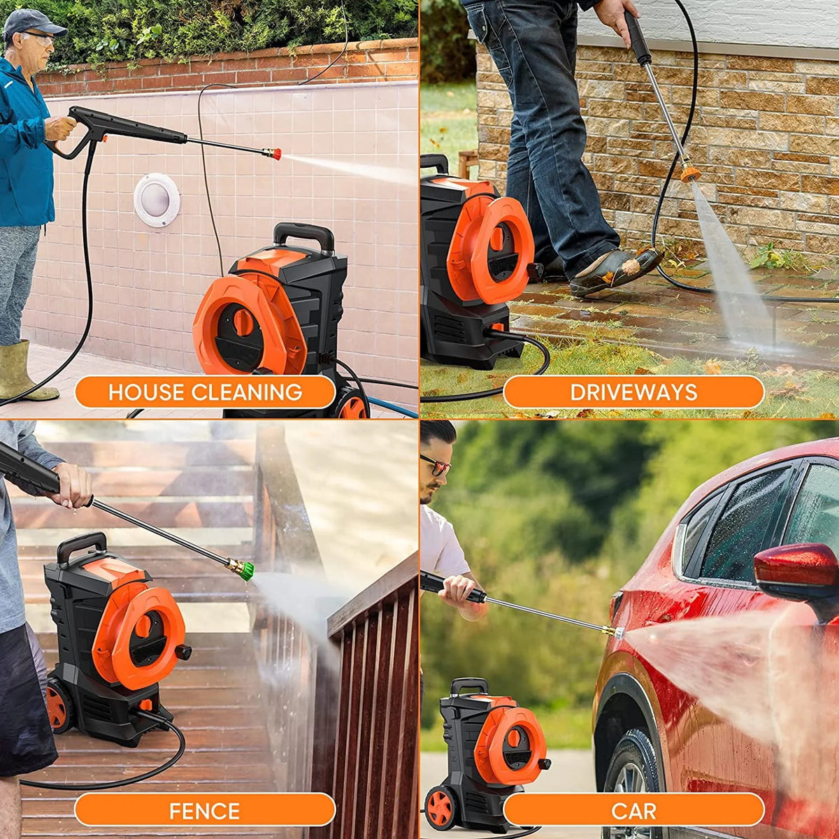 Electric Pressure Washer with 4 Quick Connect Nozzles 2.0GPM 1800W B1193