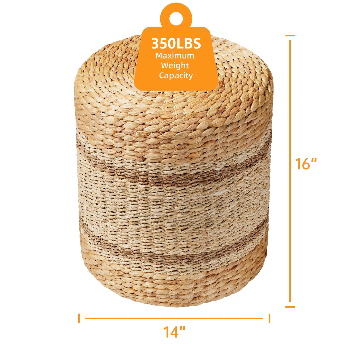 Seagrass Pouf Ottoman 14"x16" Round Footstool C274151