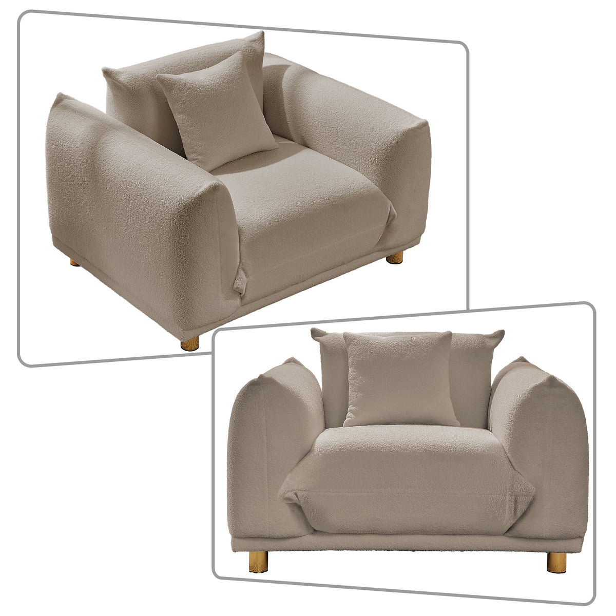 Teddy Fabric Upholstered Accent Chair with Metal Legs G345