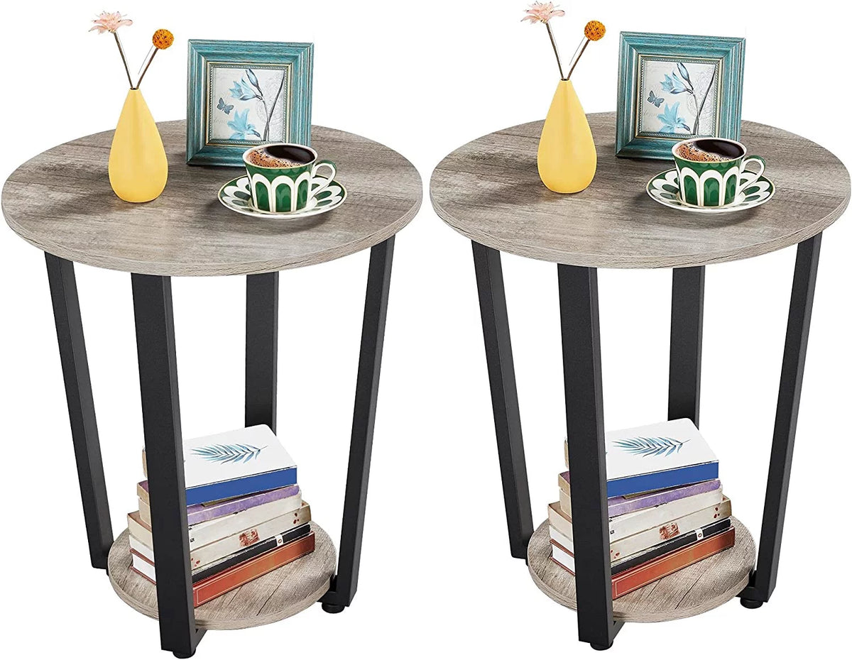 Round End Table with Storage Shelf O770