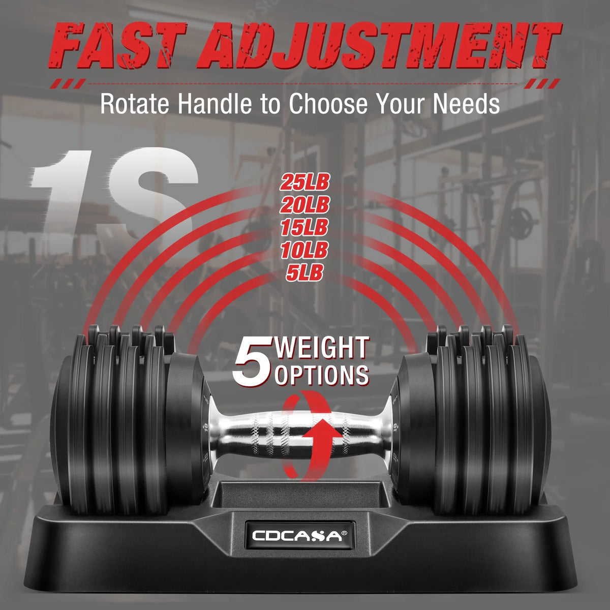 Adjustable Dumbbell Set 25 Lb Black E4015