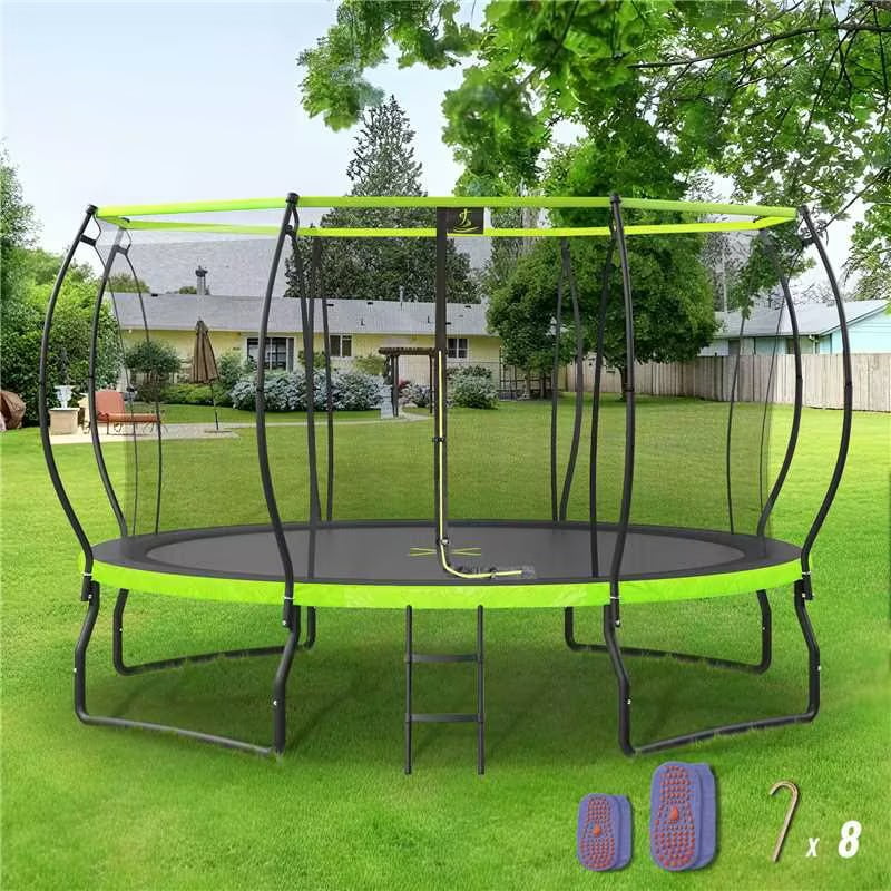 14FT Trampoline with Enclosure, Ladder, Basketball Hoop, Ball R56241